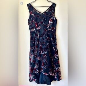 White House Black Market Black and Red Floral Dress